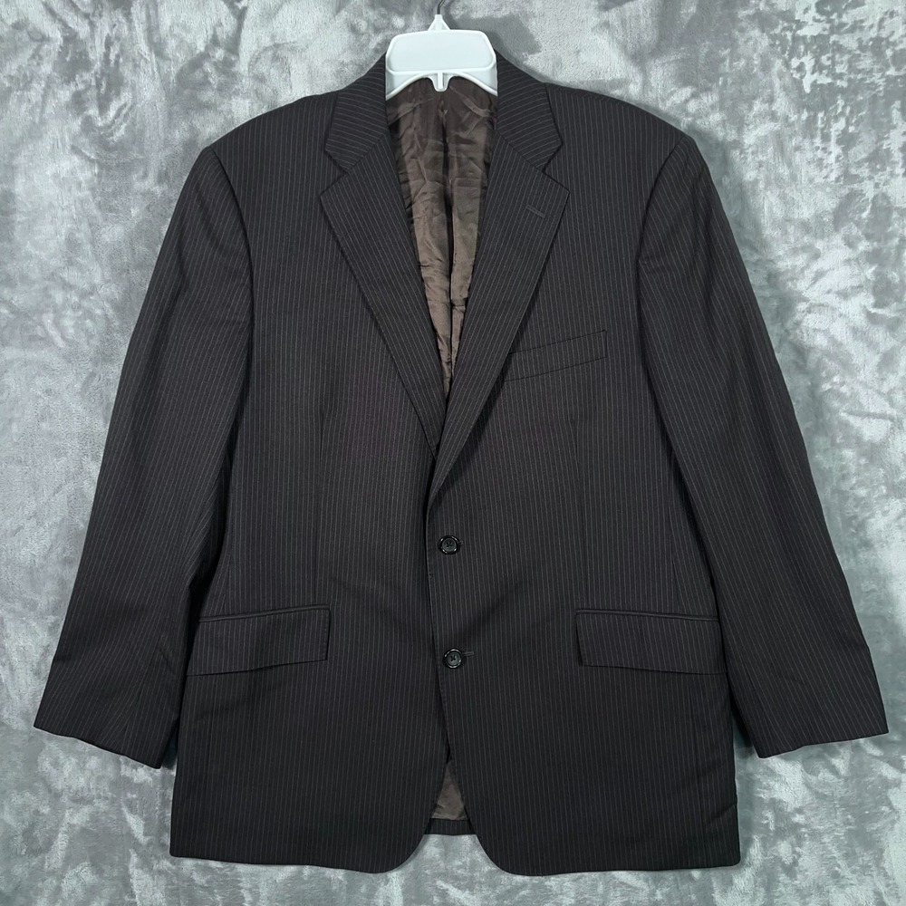 Brooks Brothers Regent Suit Jacket Mens 44R Gray Brown Striped Wool Blazer Italy